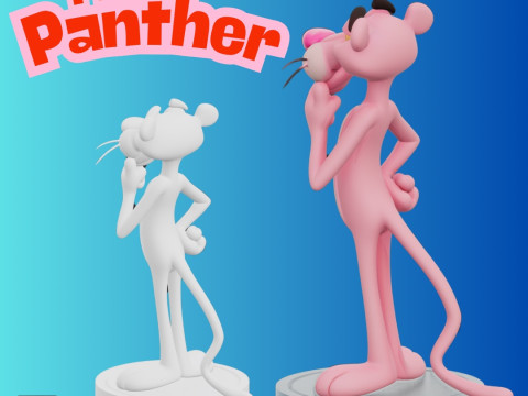 STL File The Pink Panther in a Thoughtful Pose FanArt Inspired 3D Printable Model 3D-Druckmodell
