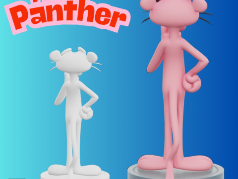 STL File The Pink Panther in a Thoughtful Pose FanArt Inspired 3D Printable Model 3D-Druckmodell