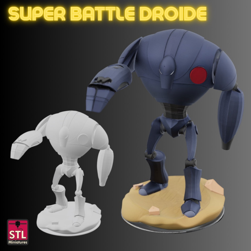 STL File Super Battle Droid Comic Style FanArt 3D Printable Model Modèles 3D en vedette .c4d .max .obj .3ds .fbx .stl .blend