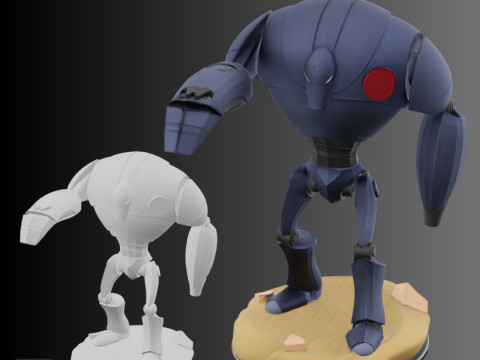 STL File Super Battle Droid Comic Style FanArt 3D Printable Model Modello di stampa 3D