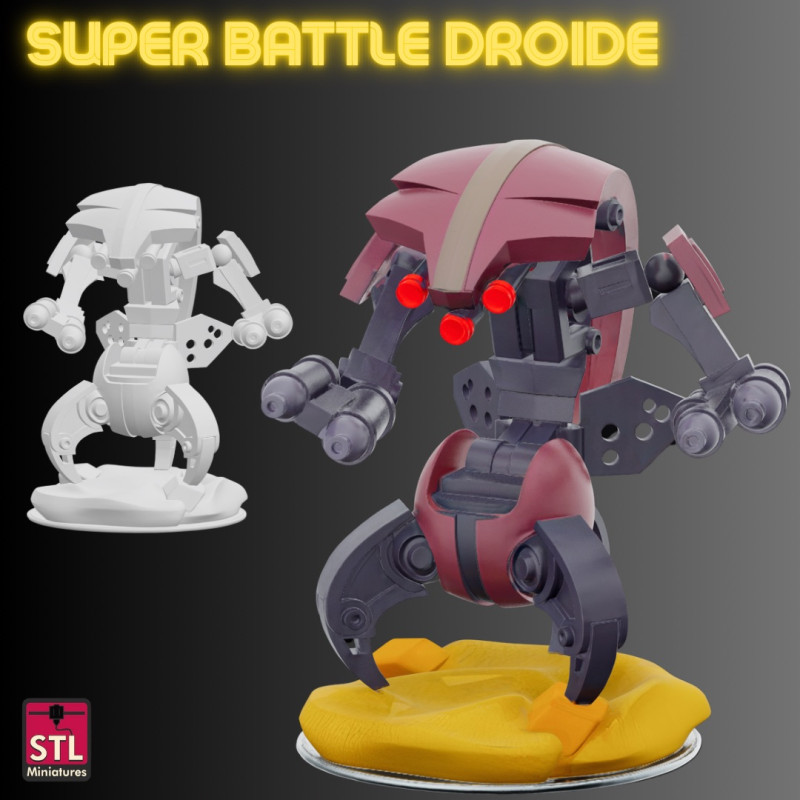 STL File Super Battle Droid Comic Style FanArt 3D Printable Model Modelo de impresión 3D .c4d .max .obj .3ds .fbx .stl .blend