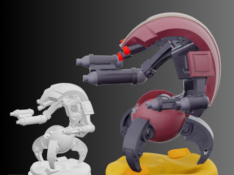 STL File Super Battle Droid Comic Style FanArt 3D Printable Model Modelo de impresión 3D