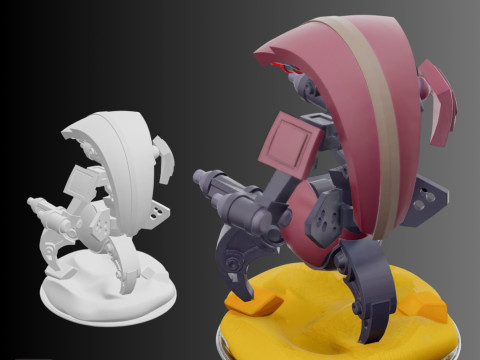 STL File Super Battle Droid Comic Style FanArt 3D Printable Model Modelo de impresión 3D