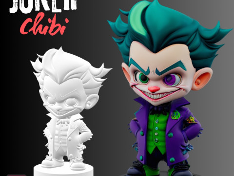 STL File The Joker Chibi Style FanArt Inspired 3D Printable Model 3D 打印模型
