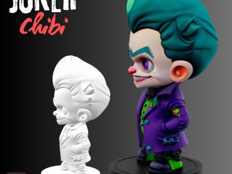 STL File The Joker Chibi Style FanArt Inspired 3D Printable Model Modèles 3D en vedette