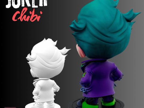 STL File The Joker Chibi Style FanArt Inspired 3D Printable Model Modèles 3D en vedette