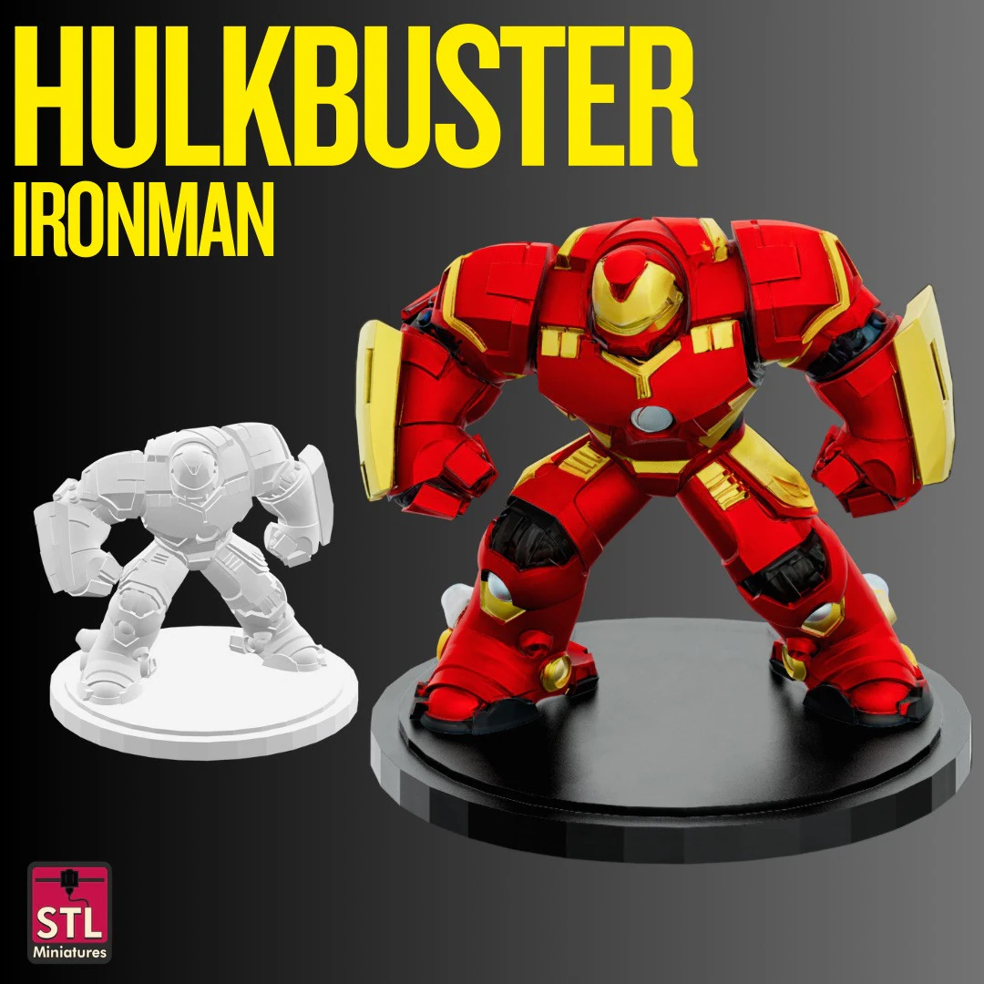 STL File Iron Man Hulkbuster Comic Style FanArt 3D Printable Model 3D Print Model .c4d .max .obj .3ds .fbx .stl .blend 