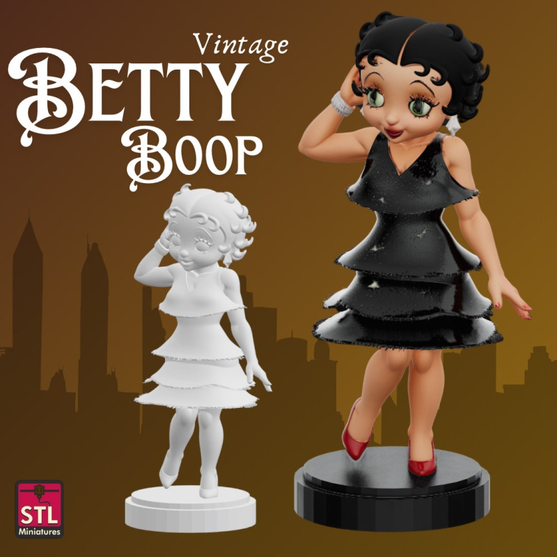 STL File Betty Boop Comic Style FanArt Inspired 3D Printable Model 3D Baskı Modeli .c4d .max .obj .3ds .fbx .stl .blend