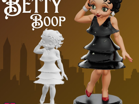STL File Betty Boop Comic Style FanArt Inspired 3D Printable Model Modèles 3D en vedette