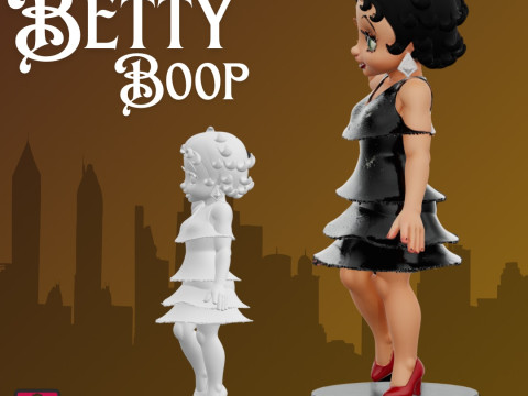 STL File Betty Boop Comic Style FanArt Inspired 3D Printable Model 3D Baskı Modeli