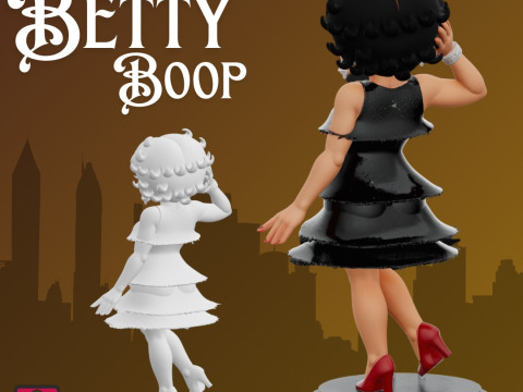 STL File Betty Boop Comic Style FanArt Inspired 3D Printable Model 3D Baskı Modeli