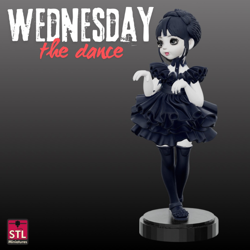 Wednesday A the dance Wednesday chibi - STL File for 3D Printing 3D Baskı Modeli .c4d .max .obj .3ds .fbx .stl .blend