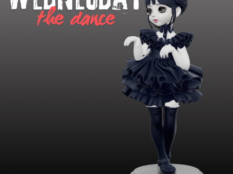 Wednesday A the dance Wednesday chibi - STL File for 3D Printing 3D-Druckmodell