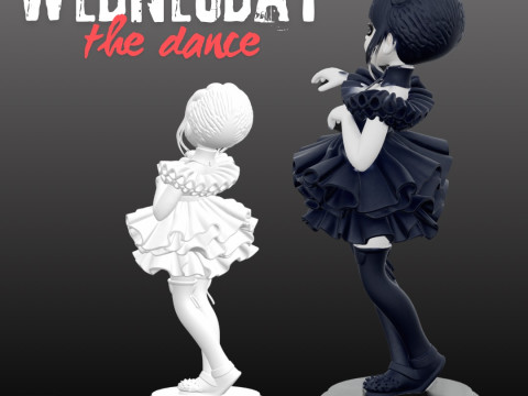Wednesday A the dance Wednesday chibi - STL File for 3D Printing 3D Baskı Modeli