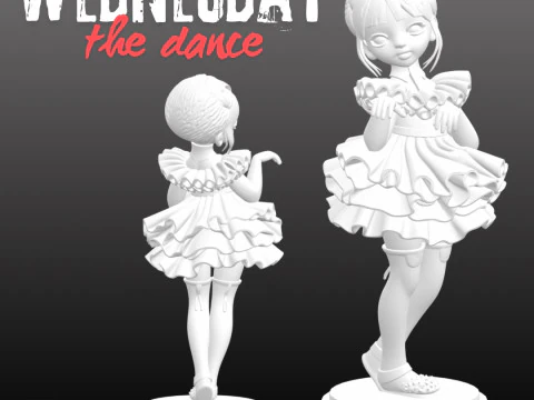 Wednesday A the dance Wednesday chibi - STL File for 3D Printing 3D Print Model