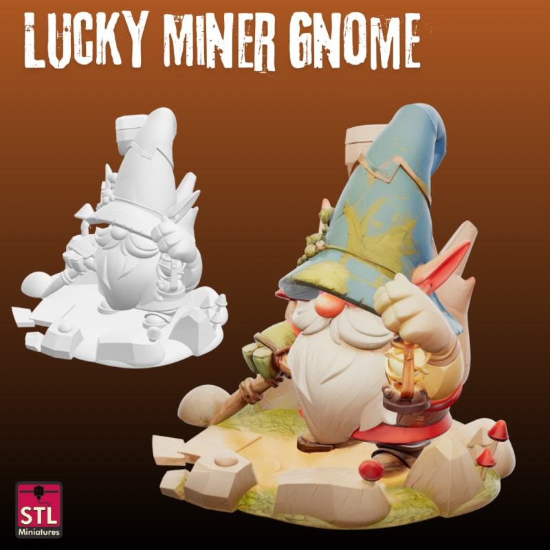 STL File Lucky Miner Gnome Comic Style FanArt 3D Printable Model 3D Принт Модель .c4d .max .obj .3ds .fbx .stl .blend