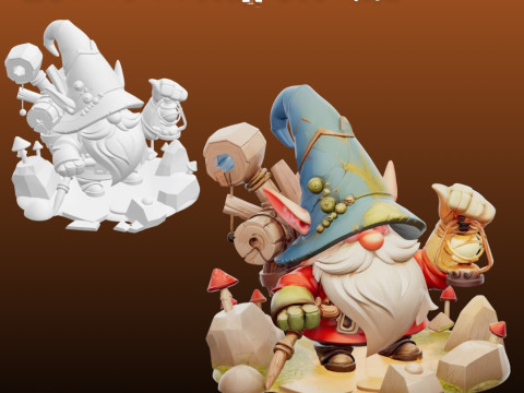 STL File Lucky Miner Gnome Comic Style FanArt 3D Printable Model 3D Принт Модель