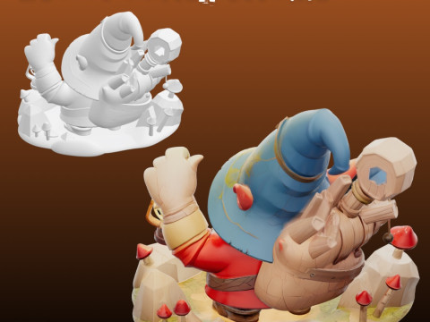 STL File Lucky Miner Gnome Comic Style FanArt 3D Printable Model 3D Принт Модель