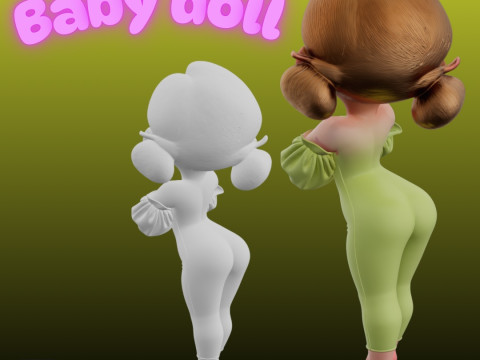 STL File Little Baby Doll Comic Style FanArt 3D Printable Model Modelo de impresión 3D