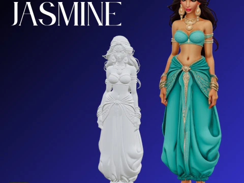 STL-файл Принцесса Жасмин в стиле комиксов FanArt 3D модель для печати 3D Принт Модель