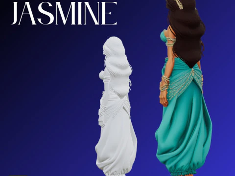 STL File Princess Jasmine Comic Style FanArt 3D Printable Model 3D Print Model