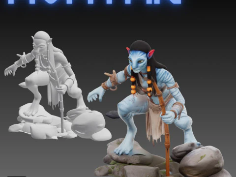 STL File Neytiri from Avatar Comic Style FanArt 3D Printable Model 3D Print Model
