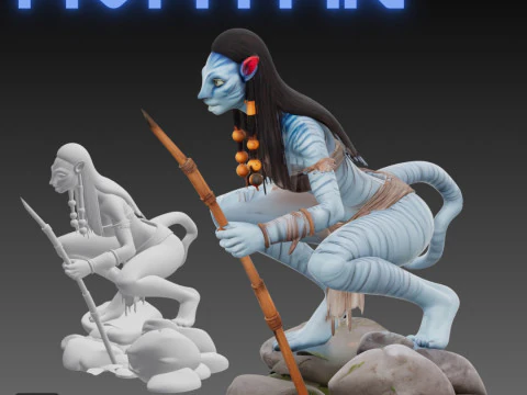 STL File Neytiri from Avatar Comic Style FanArt 3D Printable Model 3D Print Model