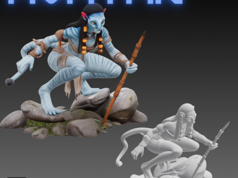 STL File Neytiri from Avatar Comic Style FanArt 3D Printable Model 3D प्रिंट मॉडल