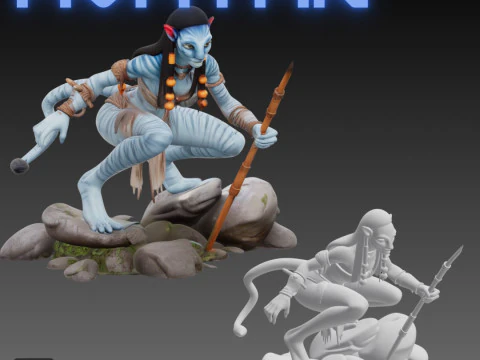 STL File Neytiri from Avatar Comic Style FanArt 3D Printable Model 3D Print Model