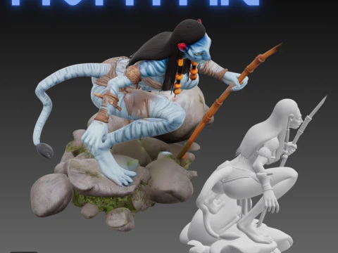 STL File Neytiri from Avatar Comic Style FanArt 3D Printable Model 3D Print Model