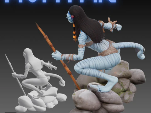STL File Neytiri from Avatar Comic Style FanArt 3D Printable Model 3D Print Model