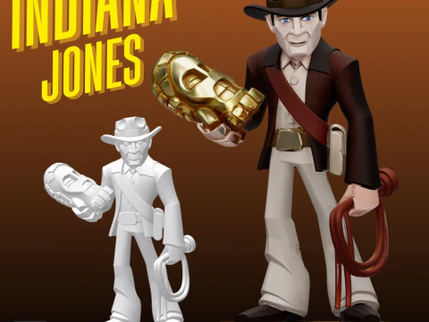 File STL Modello stampabile 3D FanArt in stile fumetto di Indiana Jones Modello di stampa 3D