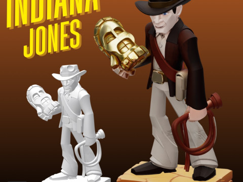 STL File Indiana Jones Comic Style FanArt 3D Printable Model Modello di stampa 3D