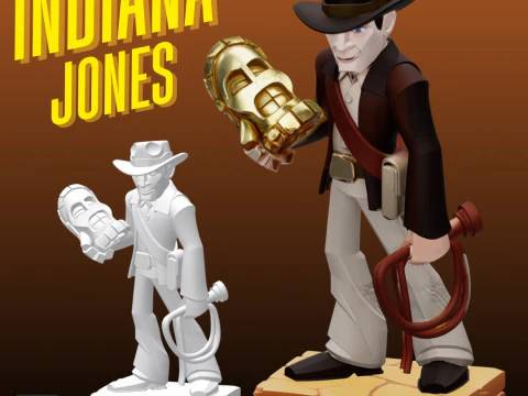 STL File Indiana Jones Comic Style FanArt 3D Printable Model 3D Print Model