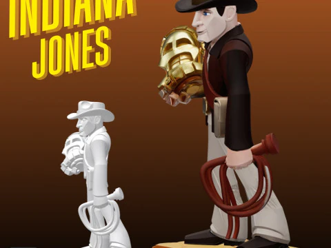 STL File Indiana Jones Comic Style FanArt 3D Printable Model 3D Print Model