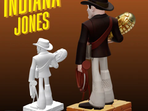STL File Indiana Jones Comic Style FanArt 3D Printable Model 3D Print Model