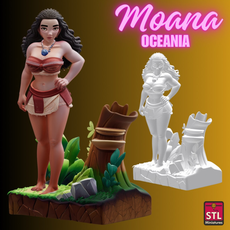 STL File Moana Comic Style FanArt 3D Printable Model - Oceania Modelo de impresión 3D .c4d .max .obj .3ds .fbx .stl .blend