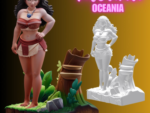 STL File Moana Comic Style FanArt 3D Printable Model - Oceania Model do druku 3D