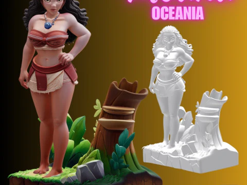 STL File Moana Comic Style FanArt 3D Printable Model - Oceania 3D Print Model