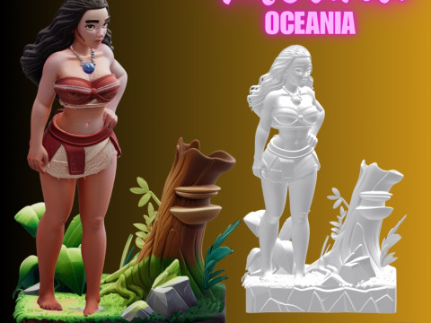 STL File Moana Comic Style FanArt 3D Printable Model - Oceania Modelo de impresión 3D