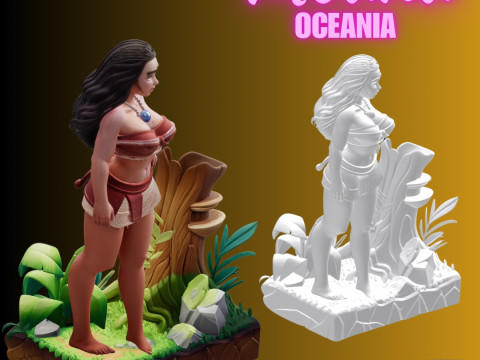 STL File Moana Comic Style FanArt 3D Printable Model - Oceania Modelo de impresión 3D