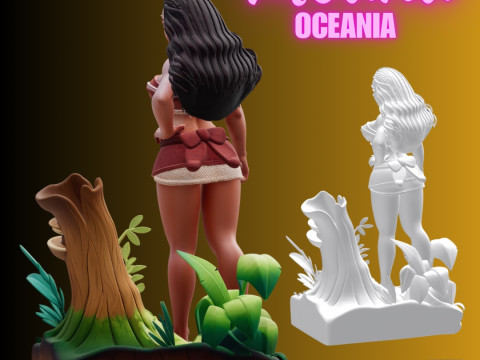 STL File Moana Comic Style FanArt 3D Printable Model - Oceania Modelo de impresión 3D