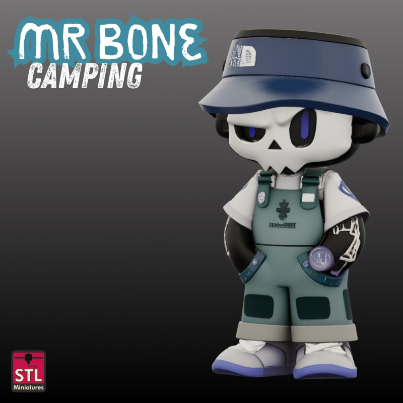 STL File Mr Bone Camping Comic Style FanArt 3D Printable Model Model Cetak 3D .c4d .max .obj .3ds .fbx .stl .blend