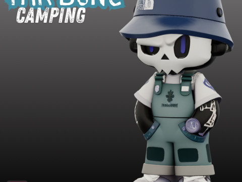 STL File Mr Bone Camping Comic Style FanArt 3D Printable Model Modello di stampa 3D