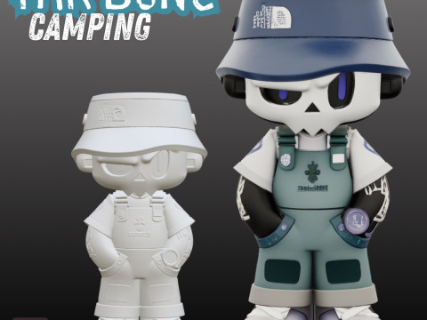 STL File Mr Bone Camping Comic Style FanArt 3D Printable Model Model Cetak 3D