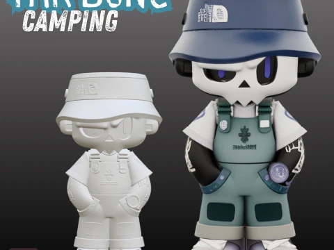 STL File Mr Bone Camping Comic Style FanArt 3D Printable Model 3D Print Model