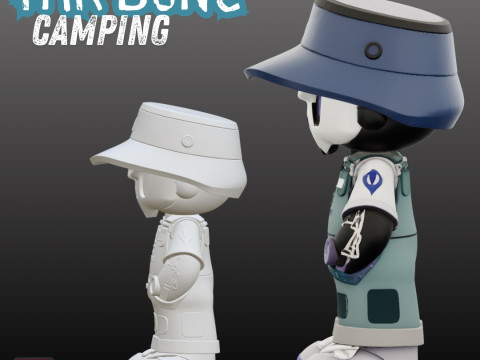 STL File Mr Bone Camping Comic Style FanArt 3D Printable Model Model Cetak 3D