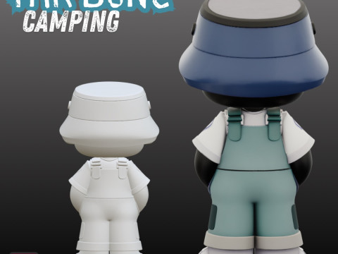 STL File Mr Bone Camping Comic Style FanArt 3D Printable Model Model Cetak 3D