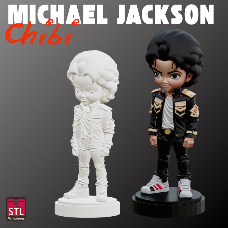 STL File Michael Jackson Chibi Comic Style FanArt 3D Printable Model 3D प्रिंट मॉडल .c4d .max .obj .3ds .fbx .stl .blend