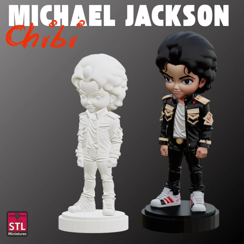 STL-bestand Michael Jackson Chibi komische stijl FanArt 3D afdrukbaar model 3D printmodel .c4d .max .obj .3ds .fbx .stl .blend